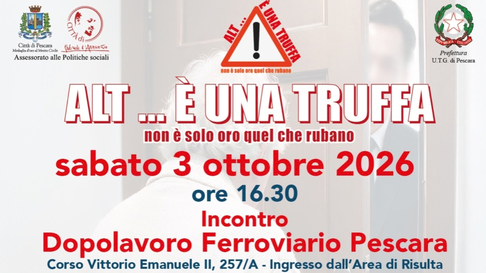 “Alt…è una truffa”, a Pescara un incontro per difendersi